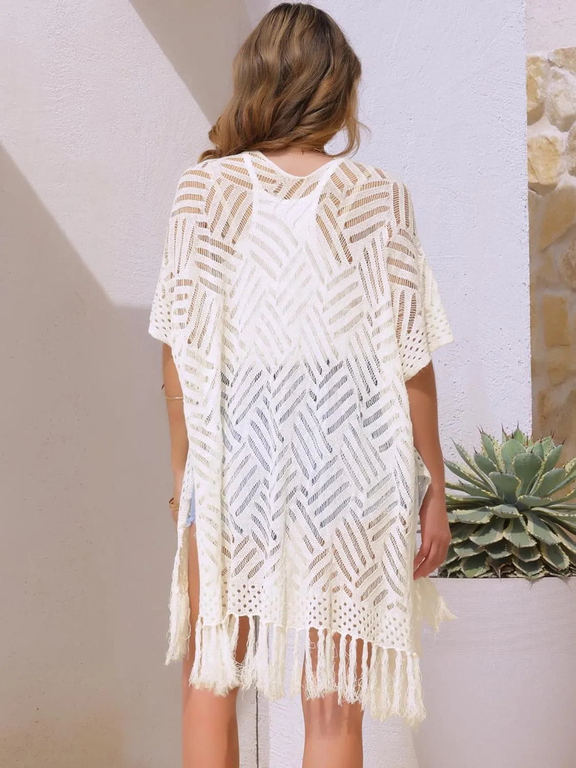 Allegra K Women's Summer Crochet Cardigan Short Sleeve Open Front Lightweight Boho Cover Up Cardigans