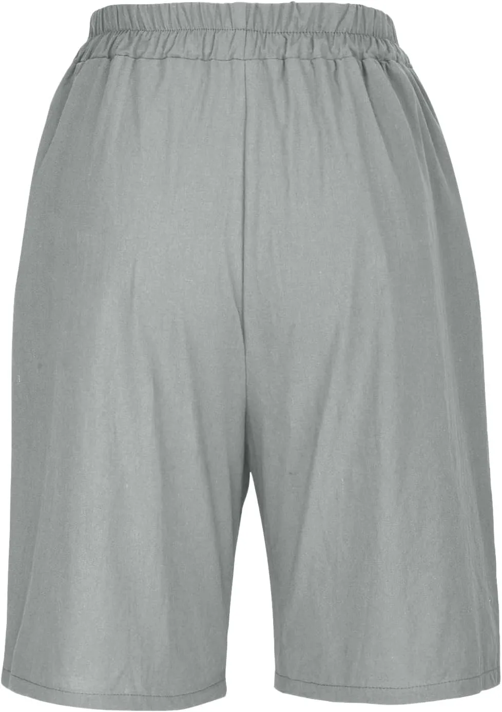 Cotton Linen Shorts for Women Loose Fit Knee Length Bermuda Shorts Casual Wide Leg Elastic Waist Workout Shorts