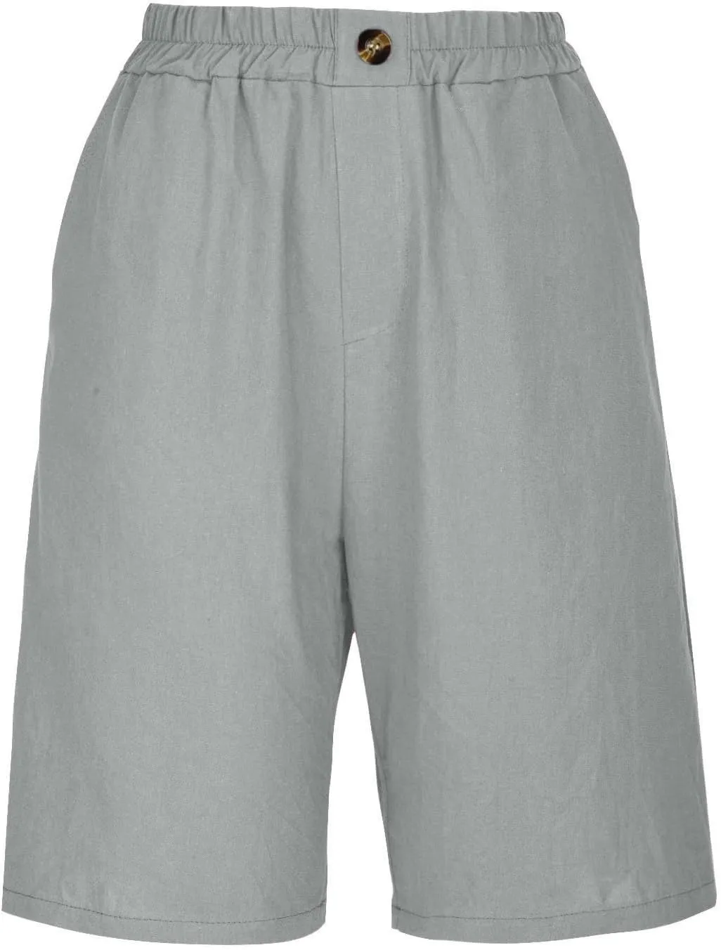 Cotton Linen Shorts for Women Loose Fit Knee Length Bermuda Shorts Casual Wide Leg Elastic Waist Workout Shorts