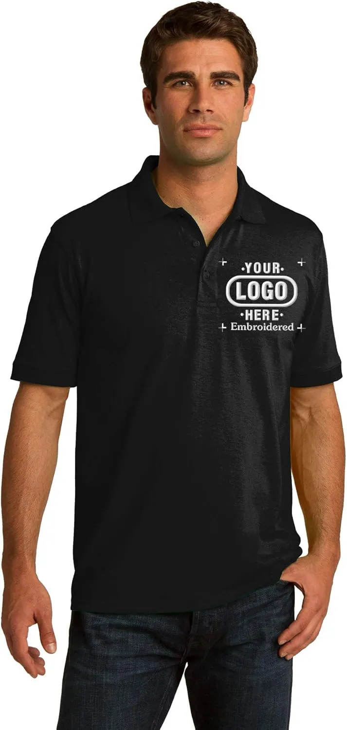 Custom Embroidered Polo Shirts with Your OWN Logo. Port N Company Core Blend Pique Polo