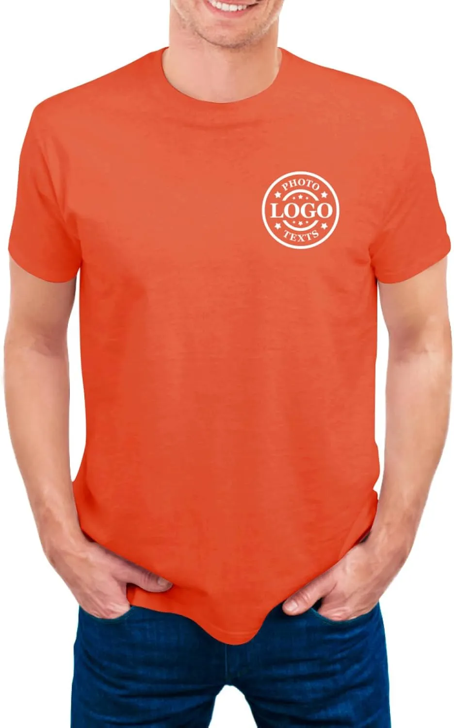 Custom T Shirts Made in USA Bulk Customized Heavy Cotton Short Sleeve Tee Shirt Personalized Unisex Shirt with Logo Text