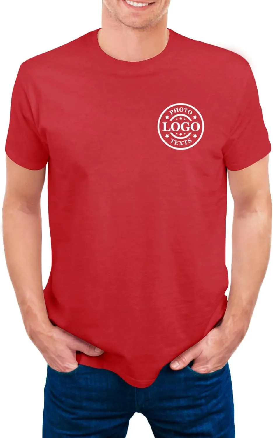 Custom T Shirts Made in USA Bulk Customized Heavy Cotton Short Sleeve Tee Shirt Personalized Unisex Shirt with Logo Text