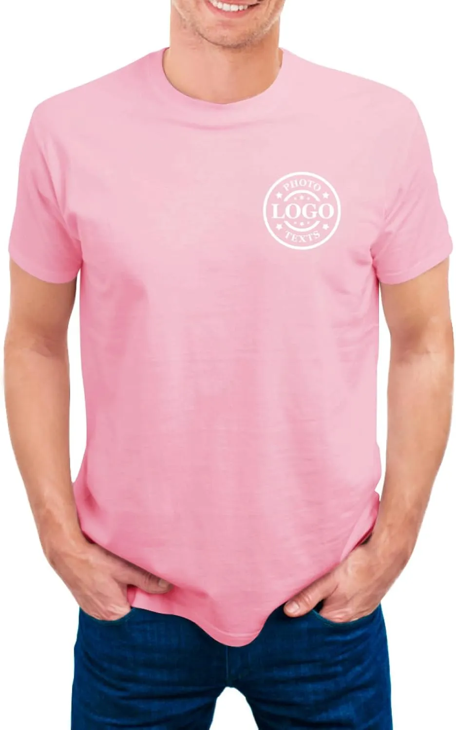 Custom T Shirts Made in USA Bulk Customized Heavy Cotton Short Sleeve Tee Shirt Personalized Unisex Shirt with Logo Text