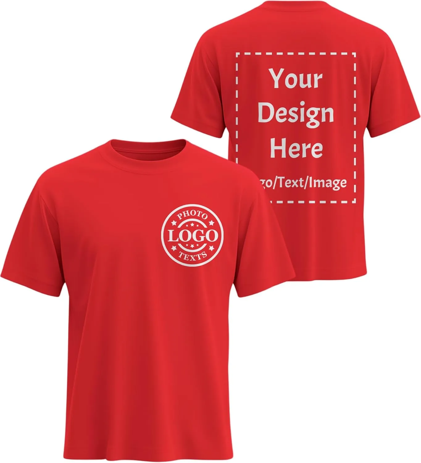 Custom T Shirts Made in USA Bulk Customized Heavy Cotton Short Sleeve Tee Shirt Personalized Unisex Shirt with Logo Text