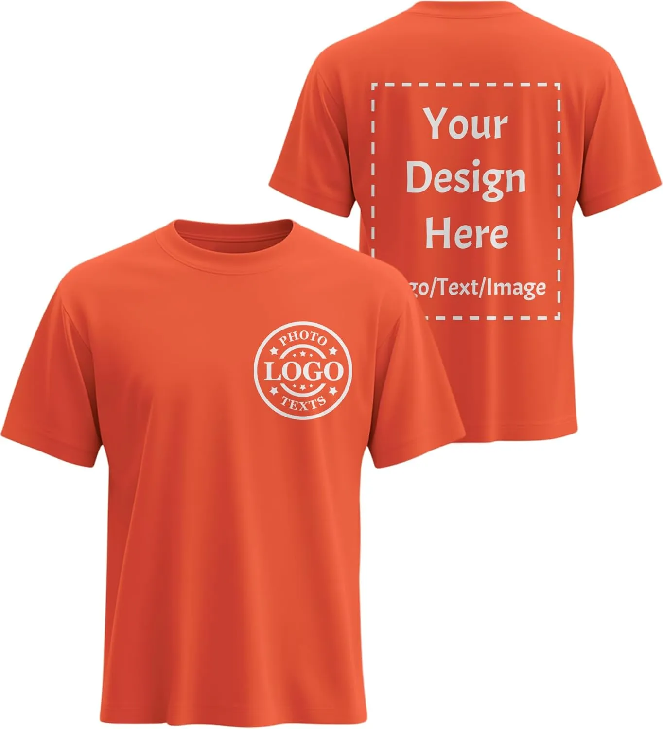 Custom T Shirts Made in USA Bulk Customized Heavy Cotton Short Sleeve Tee Shirt Personalized Unisex Shirt with Logo Text