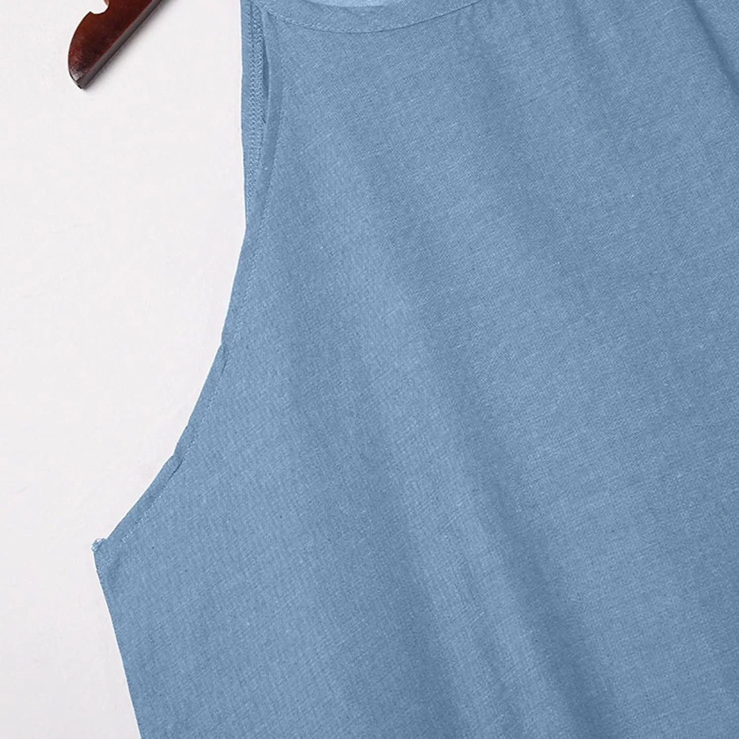 Denim Dresses for Women 2025 Summer Split Hem Beach Vacation Long Sundress Casual Loose Fit Sleeveless Crewneck Dress