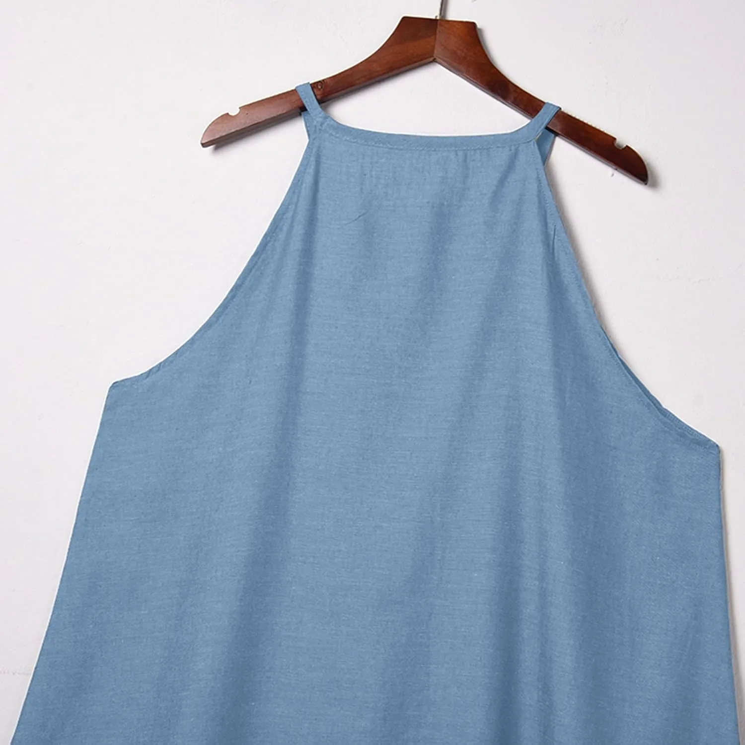 Denim Dresses for Women 2025 Summer Split Hem Beach Vacation Long Sundress Casual Loose Fit Sleeveless Crewneck Dress