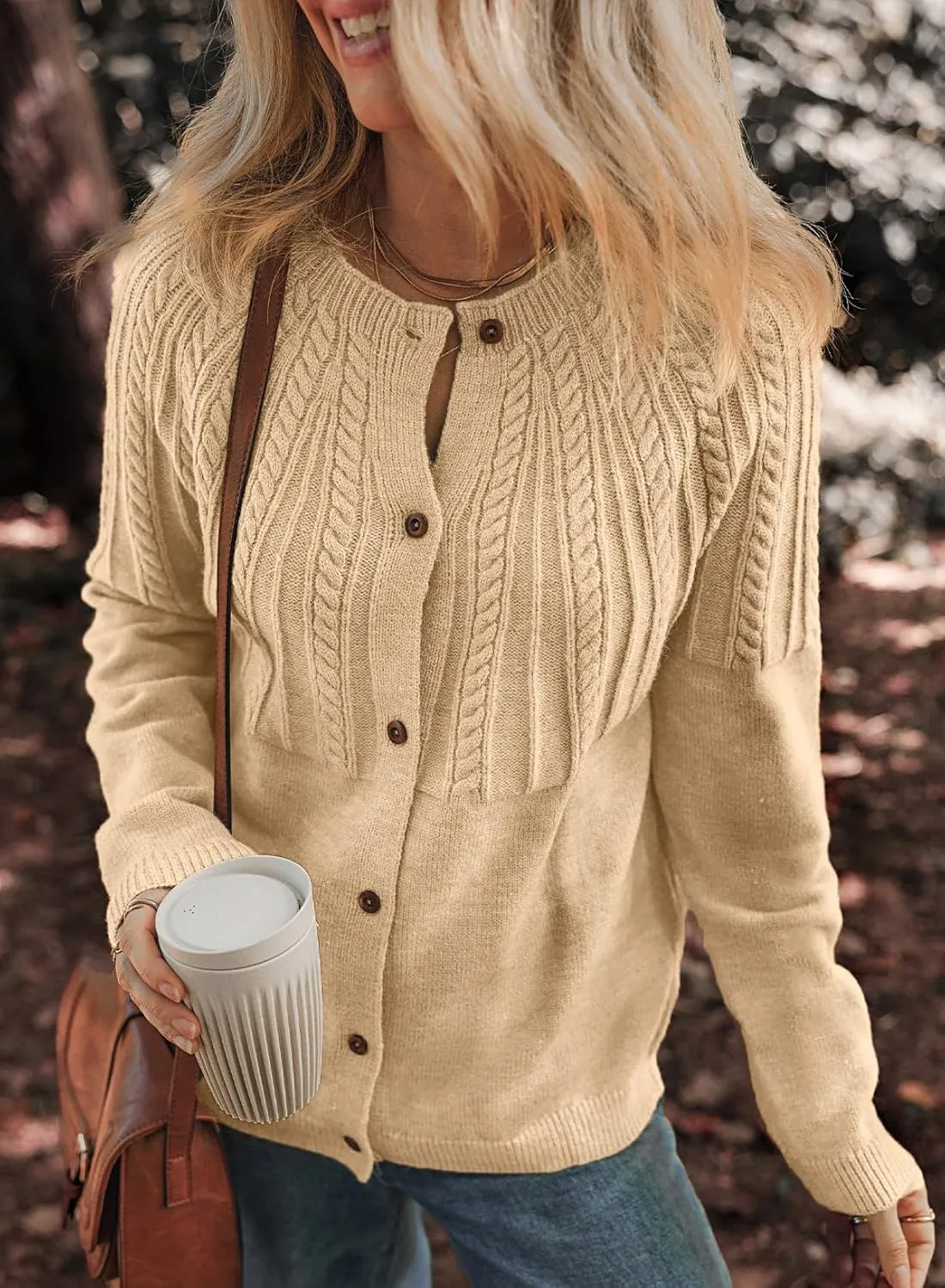 Dokotoo Cardigan Sweaters for Women 2024 Fall Outfits Long Sleeve Crochet Knit Sweaters