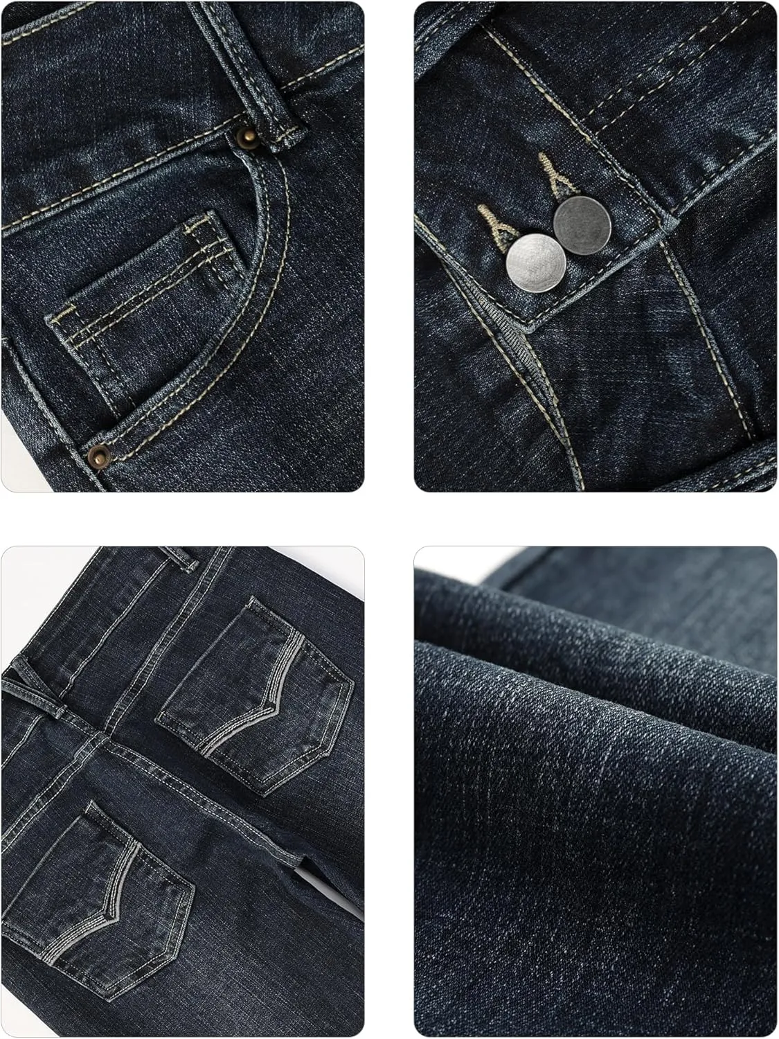 EMMIOL Women Bell Bottom Jeans Mid-Low Waist Stretch Flare Jeans Boyfriends Pants Y2K 90s Denim Pants
