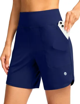 G Gradual Women's Athletic Shorts 6" High Waisted Stretchy Bermuda Shorts for Women Quick Dry Summer Casual Shorts