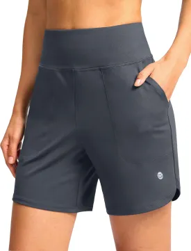 G Gradual Women's Athletic Shorts 6" High Waisted Stretchy Bermuda Shorts for Women Quick Dry Summer Casual Shorts