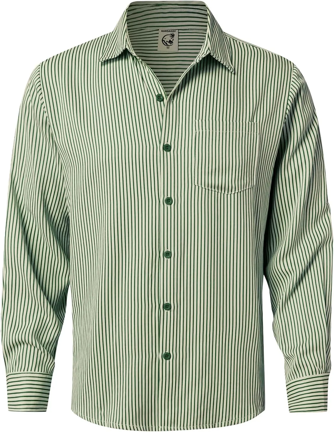 Hardaddy Men's Classic Color Contrast Striped Shirt Long Sleeve Casual Button Down Shirts Blouse