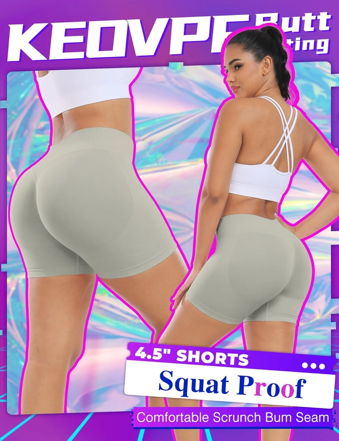 Impact Gym Shorts Women 4.5" Workout Shorts Scrunch Butt Lifting Seamless Booty Shorts Yoga Shorts Biker Shorts