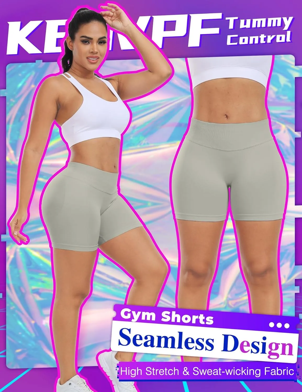 Impact Gym Shorts Women 4.5" Workout Shorts Scrunch Butt Lifting Seamless Booty Shorts Yoga Shorts Biker Shorts