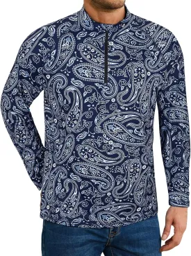 Koscacy Men's Long Sleeve Golf Tennis Polo Shirts Half Zip UPF50  Dry Fit Workout Tops Athletic Shirt
