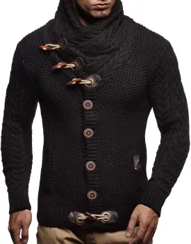 Leif Nelson Men's Knitted Turtleneck Jacket - Winter Cardigan Sweaters for Men