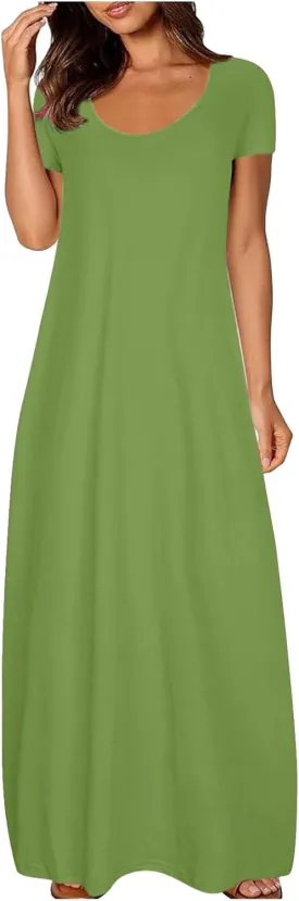Long Maxi Dress for Women Summer Boho Loose Skirts Vacation Button Down 2025