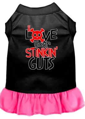 Love Your Stinkin Guts Screen Print Dog Dress Black With Bright Pink Xxxl