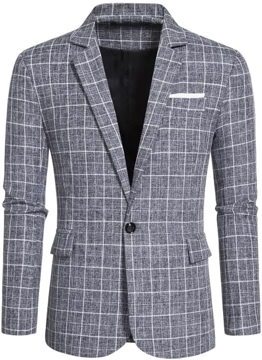 Mens Casual Blazer Suit Jacket Stylish Sport Coats 1 Button Lightweight Notched Lapel Blazers for Daily
