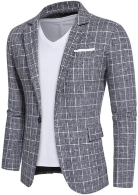 Mens Casual Blazer Suit Jacket Stylish Sport Coats 1 Button Lightweight Notched Lapel Blazers for Daily