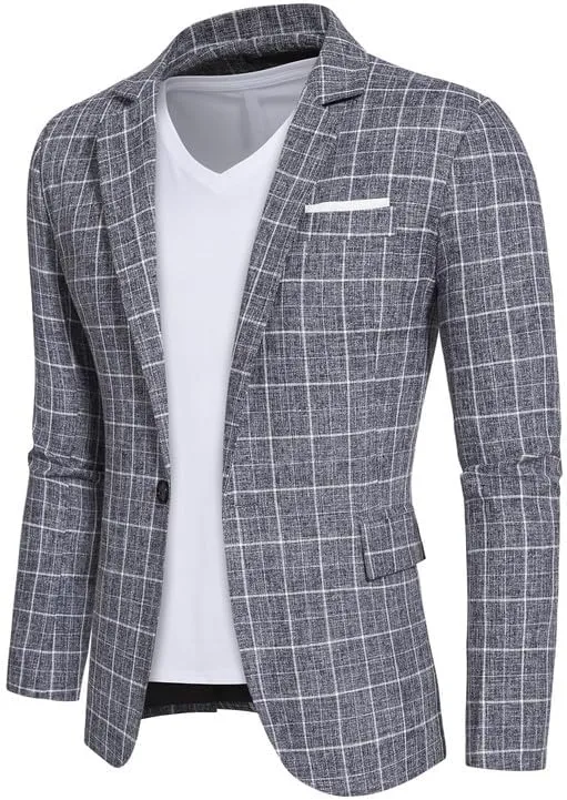 Mens Casual Blazer Suit Jacket Stylish Sport Coats 1 Button Lightweight Notched Lapel Blazers for Daily