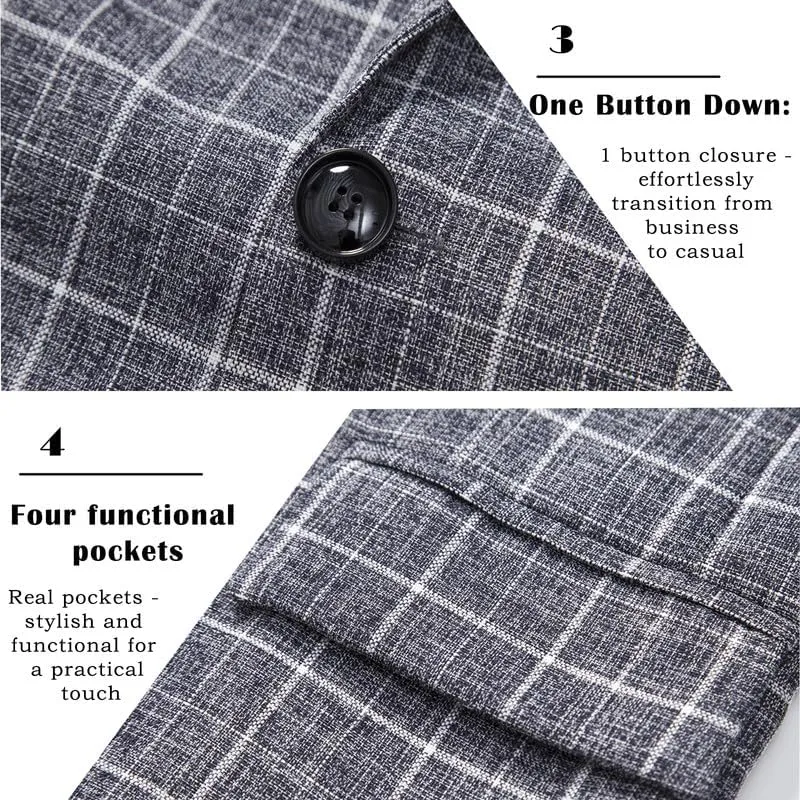 Mens Casual Blazer Suit Jacket Stylish Sport Coats 1 Button Lightweight Notched Lapel Blazers for Daily
