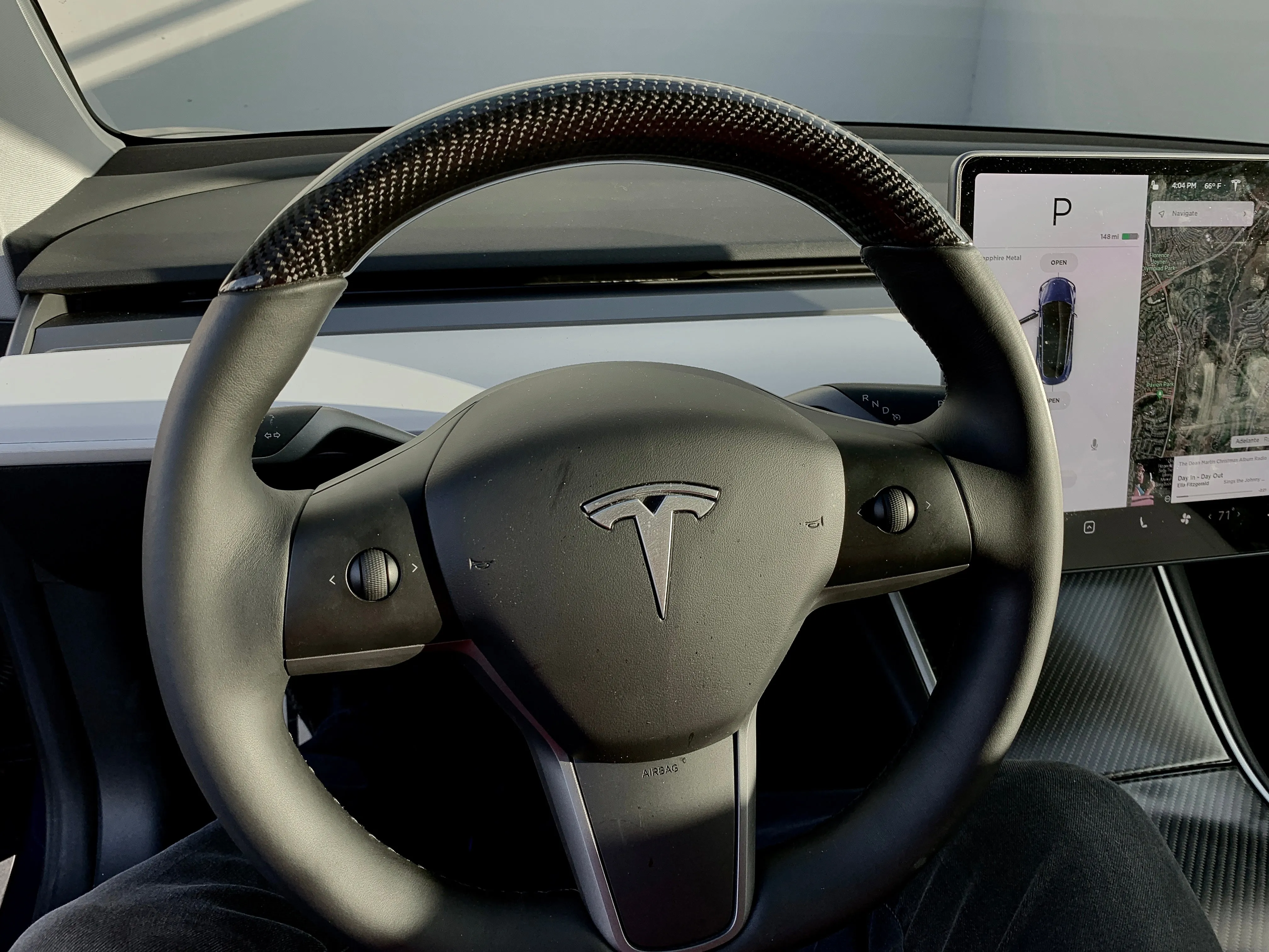 Model 3 & Y - Standard Steering Wheel - Top Half Real Molded Carbon Fiber