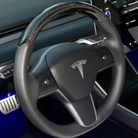 Model 3 & Y - Standard Steering Wheel - Top Half Real Molded Carbon Fiber