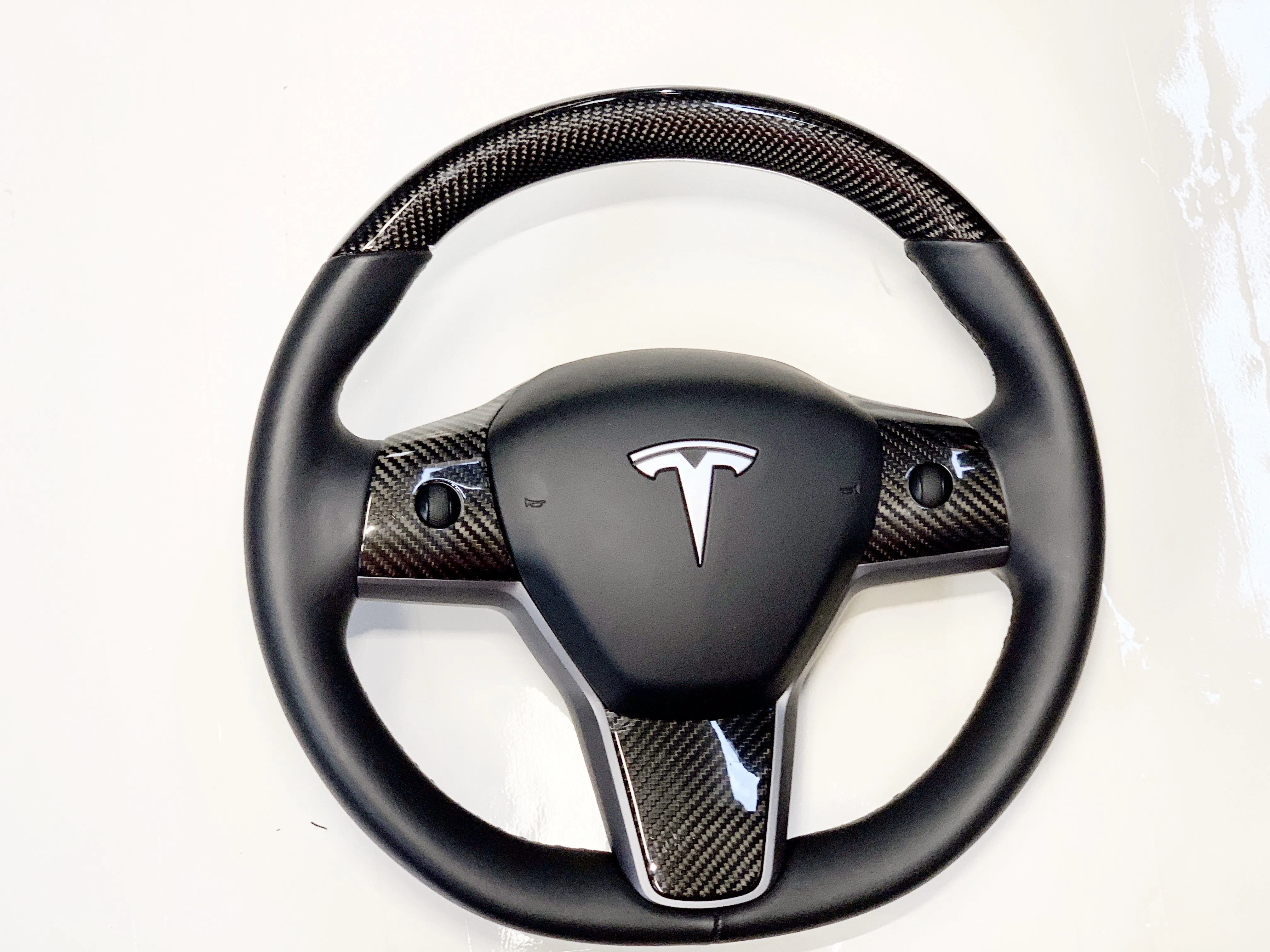 Model 3 & Y - Standard Steering Wheel - Top Half Real Molded Carbon Fiber