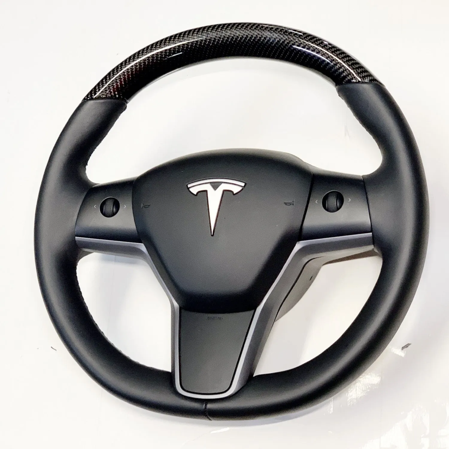 Model 3 & Y - Standard Steering Wheel - Top Half Real Molded Carbon Fiber