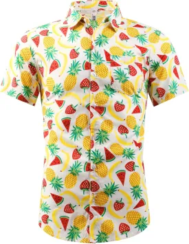 OCHENTA Hawaiian Shirt for Men Summer Casual Beach Short Sleeve Button Down Floral Shirts