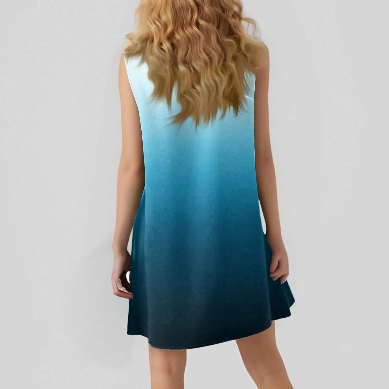 Summer Dresses for Women 2025 Beach Vacation Spring Clothes Sleeveless Round Neck Casual Sun Dress