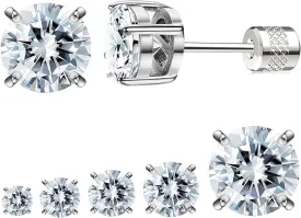 Surgical Stainless Steel Stud Earrings Push-in Threadless Flat Back Stud Earrings Hypoallergenic Cubic Zirconia Earrings Studs Set Multi-Pack, CZ Studs Earrings Trendy Cartilage Stud Earrings 3-8mm for Women Men