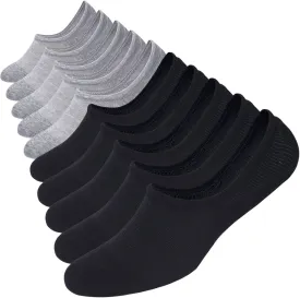WANDER No Show Socks 10 Pairs Cotton Non Slip Low Cut Invisible Loafer Socks Men&Women Boat Liner 6-8/9-11/12-14