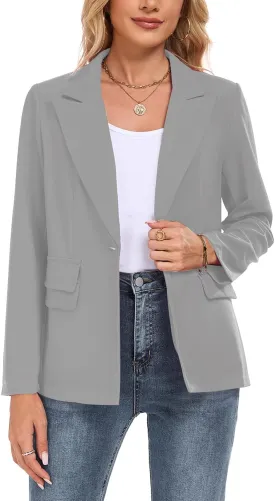 Womens Casual Blazer Long Sleeve Open Front Lapel Button Blazers Work Office Blazer Jacket with Pockets