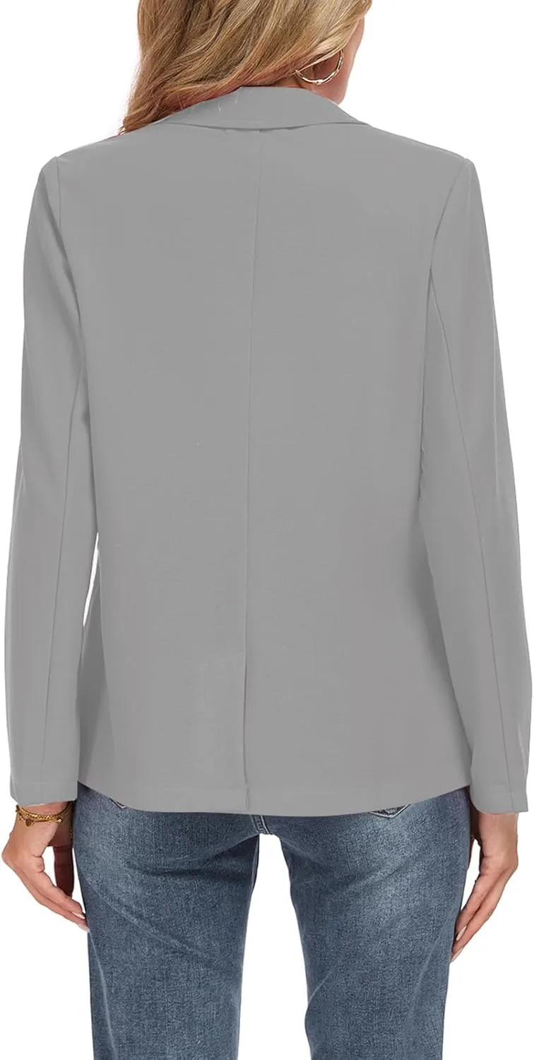 Womens Casual Blazer Long Sleeve Open Front Lapel Button Blazers Work Office Blazer Jacket with Pockets