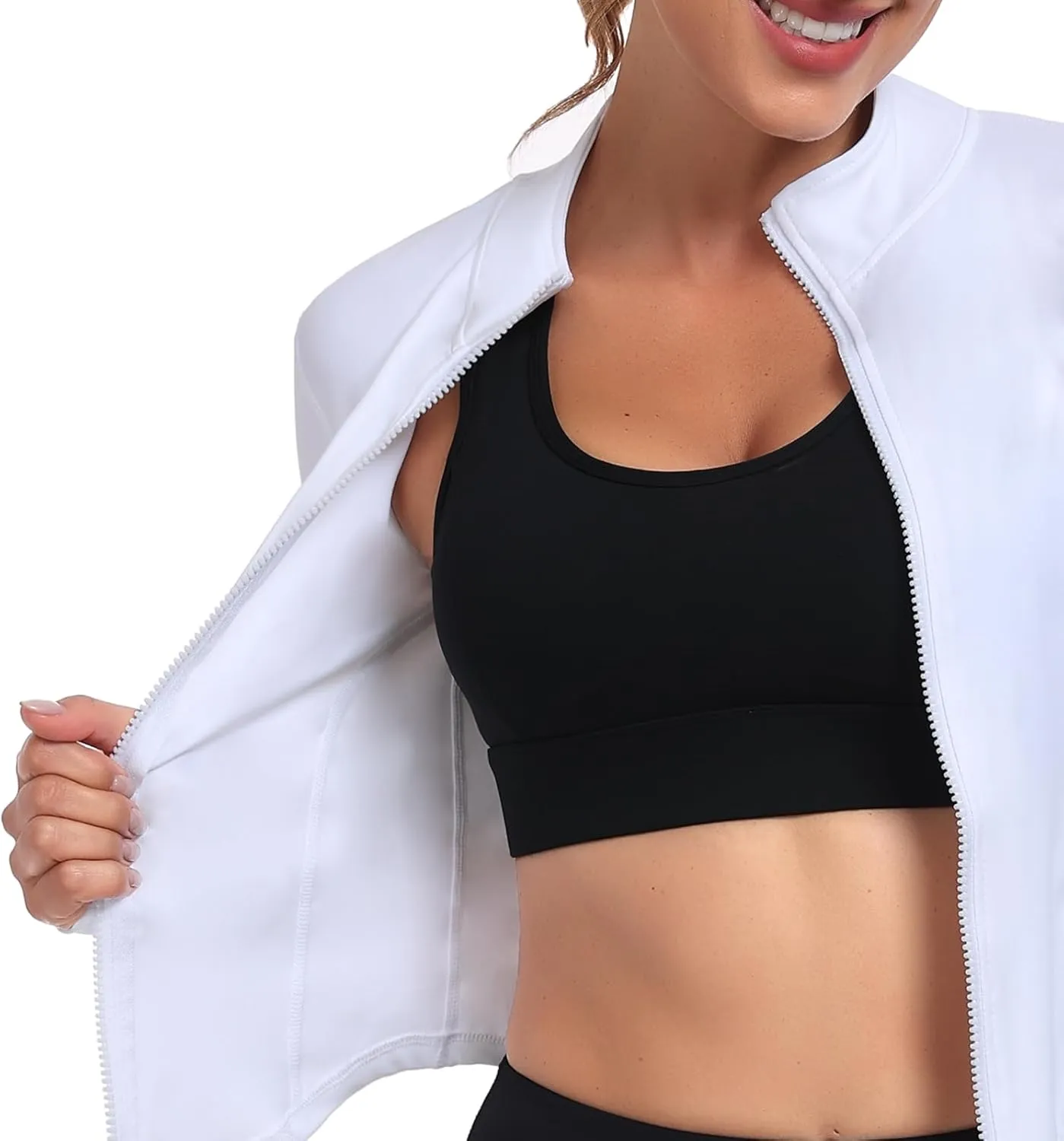 Women's Full Zip Lightweight Running Yoga Slim Fit Cropped Bbl Jacket Workout Sportwear With Thumb Holes