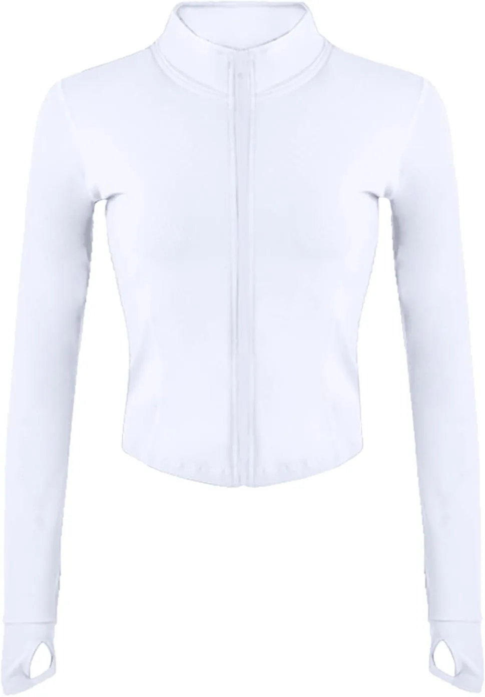 Women's Full Zip Lightweight Running Yoga Slim Fit Cropped Bbl Jacket Workout Sportwear With Thumb Holes