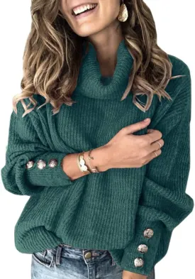 Women's Oversized Turtleneck Chunky Pullover Sweaters Cowl Neck Long Sleeve Winter Slouchy Loose Knit Sweaters